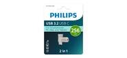 PHILIPS USB Drive 256Gb PHILIPS 2-in-1 USB 3.2 USB C, OTG, USB 3.2 / Type-C, Металл, 100 MB / s