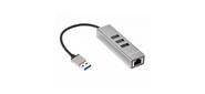 Переходник USB 3.1 Type-C -->RJ-45 1000Mbps +3 USB3.0,  Aluminum Shell,  0.2м Telecom <TA311C>