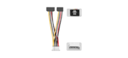 Кабель-переходник питания Vention  MOLEX 4pin M  /  2 x SATA 15pin F угол 90 - 0.15м