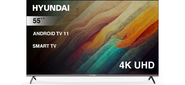Телевизор LED Hyundai 55" H-LED55BU7006 Android TV Frameless черный 4K Ultra HD 60Hz DVB-T DVB-T2 DVB-C DVB-S DVB-S2 USB WiFi Smart TV