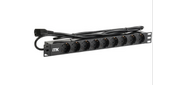 PDU 9 розеток DIN49440  (нем. cтанд.) 1U,  шнур 2м вилка IEC 320 C14,  алюминиевый профиль,  черный