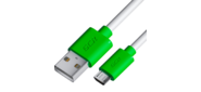 GCR Кабель 3.0m MicroUSB,  белый,   зеленые коннекторы,  быстрая зарядка,  28 / 24 AWG,  GCR-53229