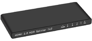 Greenconnect GL-VK2 Разветвитель HDMI v2.0,  1x2,  4Kx2K 60Hz  /  1080p  /  3D,  4:4:4,  ультратонкий корпус,  серия Greenline, 