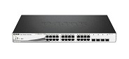 D-Link DGS-1210-28P / F1A,  L2 Smart Switch with 24 10 / 100 / 1000Base-T ports and 4 1000Base-X SFP ports  (4 PoE ports 802.3af / 802.3at  (30 W),  20 PoE ports 802.3af  (15, 4 W),  PoE Budget 193 W).  16K Mac addr