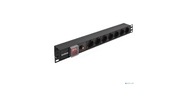 Exegate EX280837RUS Блок розеток ExeGate ServerPro PDU-19H702 Al-7S-C14-SW-O,  19", 1U, алюм,  7Sch,  С14,  защита от перегр