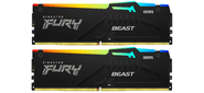 Модуль памяти DDR 5 DIMM 16Gb PC48000,  6000Mhz,  Kingston FURY Beast Black RGB CL30  (Kit of 2)  (KF560C30BBEAK2-16)  (retail)