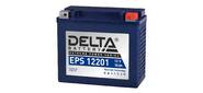 Стартерный мото аккумулятор Delta EPS 12201 напряжение 12В,   емкость 20Ач,  клемма Болт + гайка ? 6 мм  (ДхШхВ: 176х87х154мм Полная высота 159мм; Вес 6, 5кг; Кол-во элементов 6; Срок службы 5лет; Гарантия 1год)