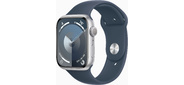 Смарт-часы Apple Watch Series 9 A2980 45мм OLED корп.серебристый Sport Band рем.синий разм.брасл.:160-210 мм  (MR9E3ZP / A)