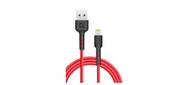 Defender USB кабель F181 Lightning,  red,  1м,  2.4А,  нейлон,  пакет  (87114RED)