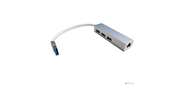 Bion переходник USB3.0 -> RJ-45 / 3*USB3.0,  1000mbps,  алюминиевый корпус,  20 см [BXP-USBA-LAN-USB]