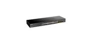 D-Link DGS-1250-28X / A1A, L2 Smart Switch with 24 10 / 100 / 1000Base-T ports and 4 10GBase-X SFP+ ports.16K Mac address, 802.3x Flow Control, 4K of 802.1Q VLAN, 4 IP Interface, 802.1p Priority Queues