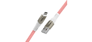 GCR Кабель 1.7m MicroUSB series MERCEDES,  PINK NYLON,  супер быстрая зарядка,  28 / 22 AWG,  GCR-51955