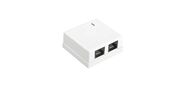 Hyperline SB1-2-8P8C-C6-WH Розетка компьютерная RJ-45 (8P8C), категория 6, двойная, внешняя, Dual IDC