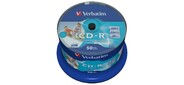 Диск CD-R Verbatim 700 Mb,  52x,  Cake Box  (50),  DL+,  Full Ink Printable  (50 / 200)
