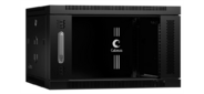 Cabeus SH-05F-6U60 / 35-BK Шкаф телекоммуникационный настенный 19" 6U 600x350x368mm  (ШхГхВ) дверь стекло,  цвет черный  (RAL 9004)