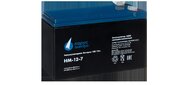 Battery Parus Electro, standard series HM-12-7, voltage 12V, capacity 7.2Ah (discharge 20 hours), max. discharge current (5sec) 105A, max. charge current 2.88A, lead-acid type AGM, terminals F2, LxWxH 151x65x94mm., total height with terminals 100mm., weight 2.4kg., service life 6 years.