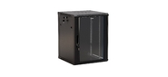 Hyperline TWB-0645-GP-RAL9004 Шкаф настенный 19-дюймовый  (19&quot;),  6U,  367x600х450мм,  стеклянная дверь с перфорацией по бокам,  ручка с замком,  цвет черный  (RAL 9004)  (разобранный)