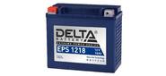 Стартерный мото аккумулятор Delta EPS 1218 напряжение 12В,   емкость 18Ач,  клемма Болт + гайка ? 6 мм  (ДхШхВ: 176х87х154мм Полная высота 159мм; Вес 6, 5кг; Кол-во элементов 6; Срок службы 5лет; Гарантия 1год)