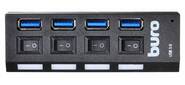 Разветвитель USB 3.0 Buro BU-HUB4-U3.0-L 4порт. черный