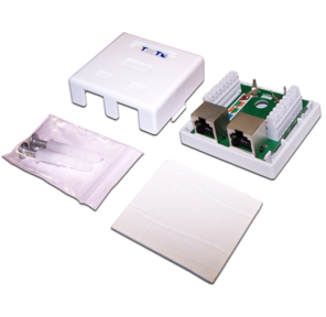 Настенная розетка,  2 порта RJ-45 категории 5е,  STP,  белая