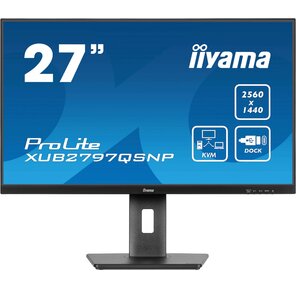 LCD Iiyama 27" XUB2797QSNP-B1 {IPS 2560x1440 100Hz 1ms 300cd 1300:1 HDMI DisplayPort USB-C KVM RJ45 HAS VESA}