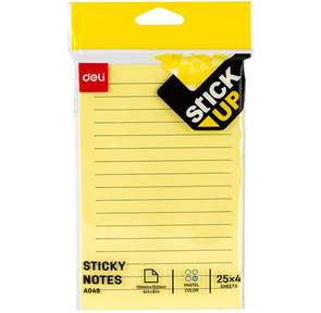 Блок самоклеящийся бумажный Deli Stick UP EA048 101x152мм 100лист. желтый в линейку
