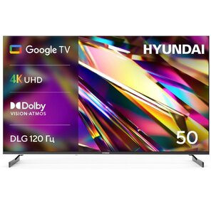 Телевизор LED Hyundai 50" H-LED50BU7011 Google TV Frameless черный 4K Ultra HD 60Hz DVB-T DVB-T2 DVB-C DVB-S DVB-S2 USB WiFi Smart TV