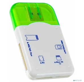 Perfeo Card Reader SD / MMC+Micro SD+MS+M2,   (PF-VI-R010 Green) зеленый  (PF_4258)
