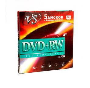 Диск DVD+RW VS 4.7 Gb,  4x,  Конверт  (5),   (5 / 250).