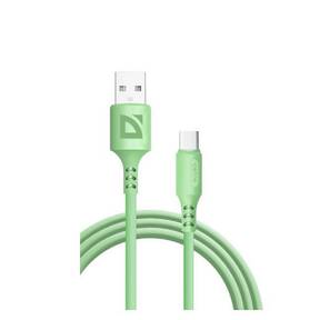Defender Кабель F207,  USB 2.0  (AM) - Type C,  1метр,  2.4А,  силиконовая оплетка,  зелёный.