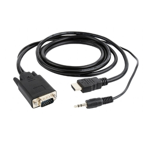 Cablexpert Кабель HDMI-VGA 19M / 15M + 3.5Jack,  5м,  черный,  позол.разъемы,  пакет  (A-HDMI-VGA-03-5M)