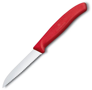 Нож кухонный Victorinox Swiss Classic  (6.7431) стальной для овощей лезв.80мм серрейт. заточка красный