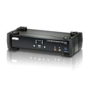 Переключатель KVM ATEN  CS1922-AT-G Переключатель,  электрон.,  KVM+Audio+USB 3.0,   1 user USB+DP =>  2 cpu USB+DP,  со шнурами DP 2x1.5м.+USB 2х1.8м.,  3