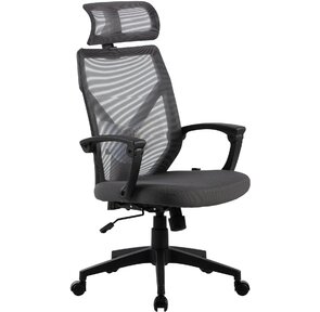 Кресло Cactus CS-MC414-GY черный / серый сетка / ткань с подголов. крестов. пластик