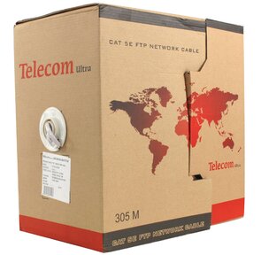 Кабель FTP 5e кат. Telecom "TFS44050E",  4 пары,  однож.,  24AWG / 0.51мм,  CCAW  (305м)