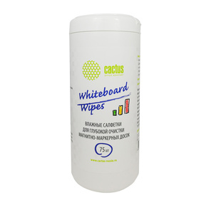 CACTUS CS-WB075 Салфетки для маркерных досок туба 75шт влажных