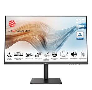 Монитор MSI Modern MD272QXP 27" Black  (IPS,  2560x1440,  HDMI+DP+Type C,  USB Hub,  1 ms,  178° / 178°,  400 cd / m,  1000:1  (100M:1),  100Hz,  MM,  Pivot)