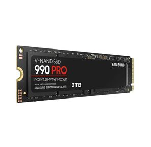 Samsung SSD 990 PRO,  2TB,  M.2 (22x80mm),  NVMe 2.0,  PCIe 4.0 x4,  V-NAND TLC,  R / W 7450 / 6900MB / s,  IOPs 1 400 000 / 1 550 000,  TBW 1200,  DWPD 0.33  (12 мес.)