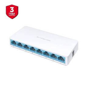 Mercusys MS108,  8-портовый 10 / 100 Мбит / с настольный коммутатор,  8 портов RJ45 10 / 100 Мбит / с,  пластиковый корпус