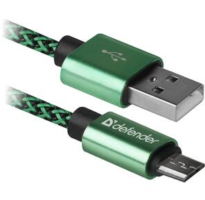 Кабель USB2.0 TO MICRO-USB 1M GREEN USB08-03T 87804 DEFENDER