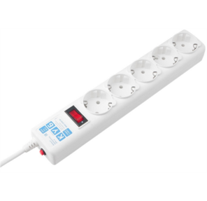 Ф-удлинитель,  PC 0, 5м 5р,  бел. 10А,  SPG-B-0, 5M-WHITE