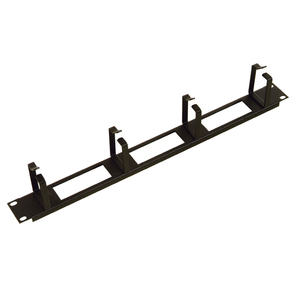 Горизонтальный кабельный органайзер с окнами 19" 1U,  4 кольца,  черный,  ГКО-О-4.62-9005