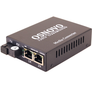 OSNOVO Медиаконвертер FE,  2*10 / 100Base-T,  1 оптический порт  (SC,  tx1310нм / rx1550нм) 100Base-FX,  до 20 км