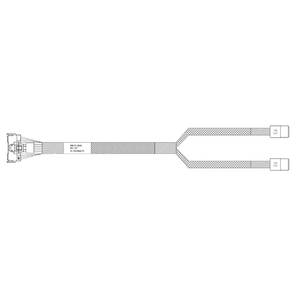 Кабель Amphenol RMC74-8690 Cable MCIO x8 74P  (прямой)  -TO-  2x HD MiniSAS 4i 36P  (SFF8643 прямой) ,  85 Ohm,  SAS 4.0  /  PCIe 4.0,  L:80cm
