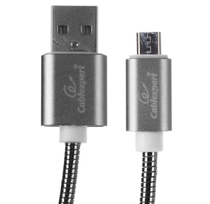 Cablexpert Кабель USB 2.0 CC-G-mUSB02Gy-1.8M AM / microB,  серия Gold,  длина 1.8м,  титан,  блистер