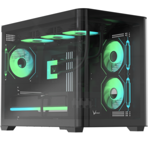 корпус Formula V Line Crystal U2M Floe Black,  MATX,  TYPE-C*1,  USB3.0*1,  Curved Glass,  SIDE 2x FLOE ARGB,  REAR 1x FLOE ARGB