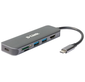 D-Link DUB-2327 / A1A Док-станция с разъемом USB Type-C,  2 портами USB 3.0,  1 портом USB Type-C / PD 3.0,  1 портом HDMI и слотами для карт SD и microSD
