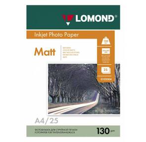 Lomond 0102039 A4 / 130г / м2 / 25л. / белый матовое / матовое для струйной печати