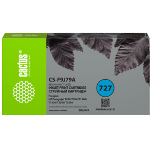 Картридж струйный Cactus CS-F9J79A 727 фото черный  (300мл) для HP DJ T920 / T930 / T1500 / T1530 / T2500 / T2530