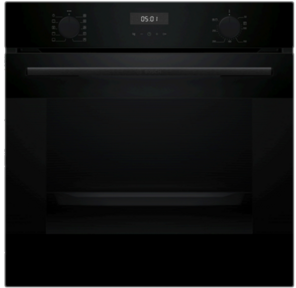 Serie 4,  духовой шкаф электрический,  60 см,  76 л,  черный,  Auto Pilot 10,  3D Hotair, класс энергоэффективности А,  7 режимов,  LCD-дисплей,  галогенное освещение,  самоочистка EcoClean, проволочные направляющие